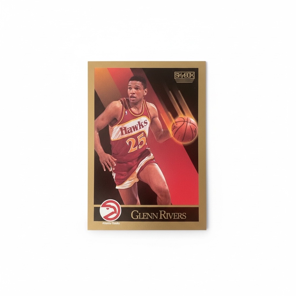 SkyBox Glenn Rivers Basketball Card - Red and Gold